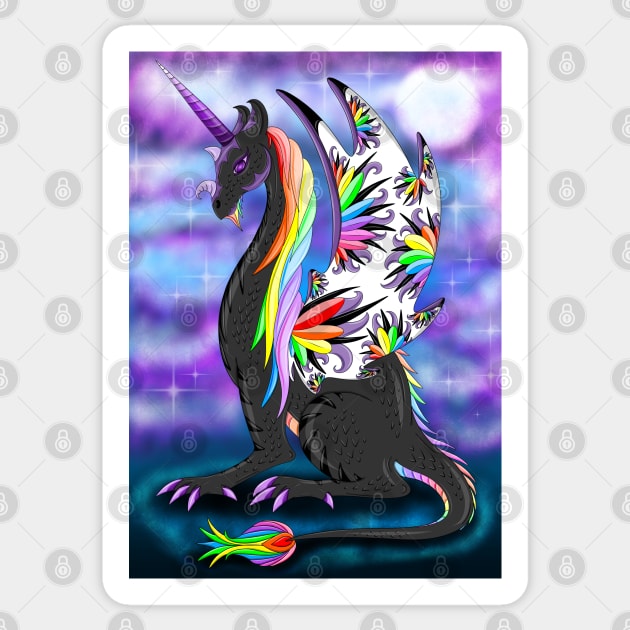 Rainbow black dragon Sticker by MelanieJeyakkumar